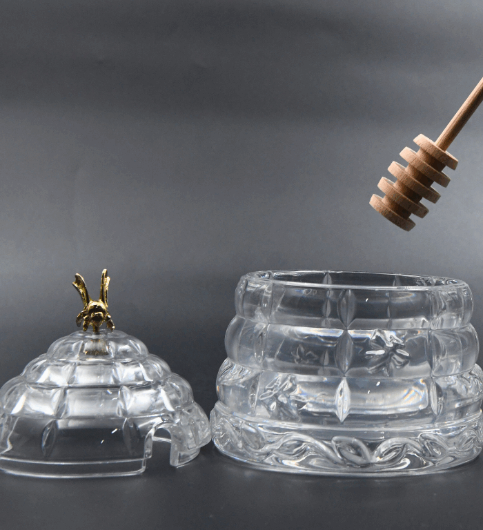 Bohemian crystal honey pot