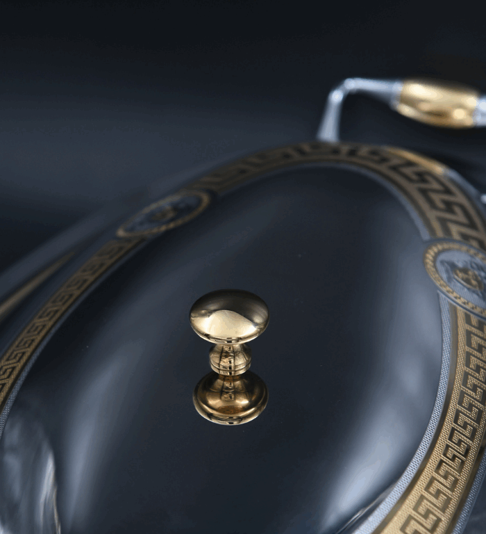 Circular service bell with gold pattern Stainless Steel - ELEGANT