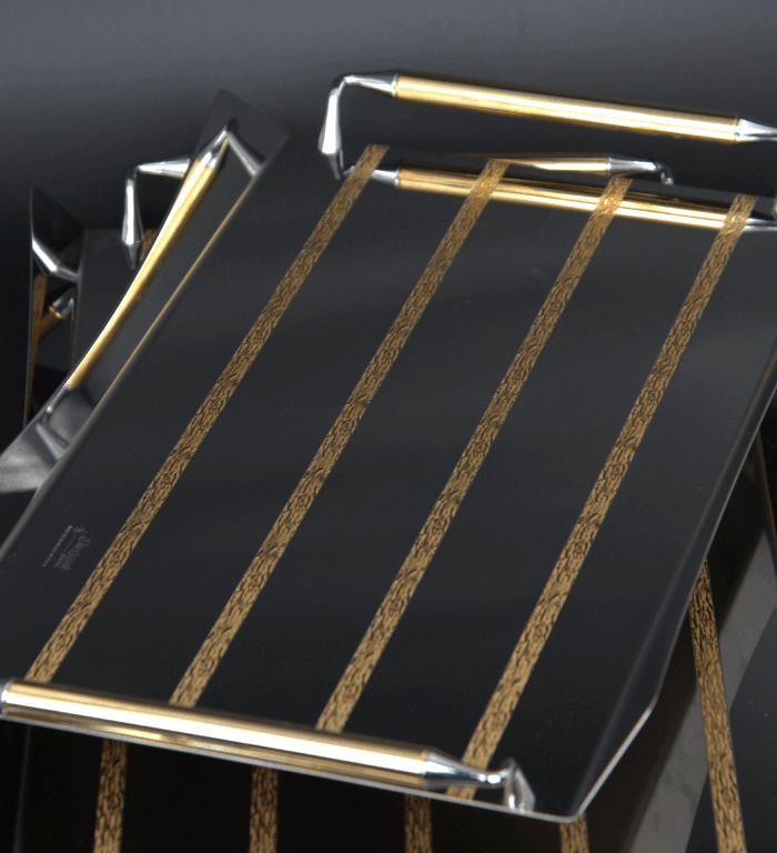 SAHARA LINE Gold – Set of 2 Rectangular Stainless Steel Trays – ELEGANT