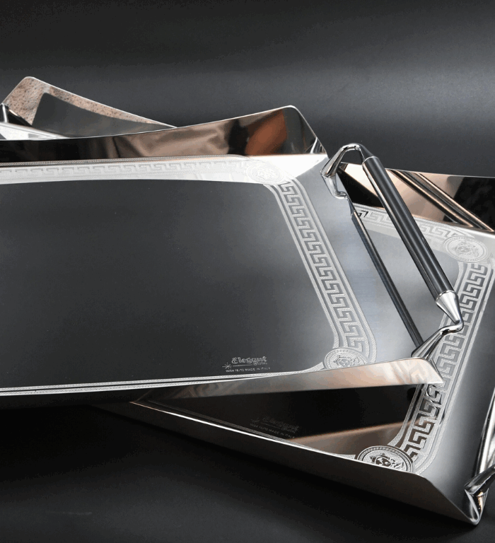 VERSA Silver- Set of 2 Stainless Steel Trays – ELEGANT
