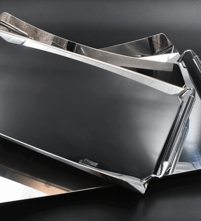 Set of 2 Rectangular Stainless Steel Trays – ELEGANT