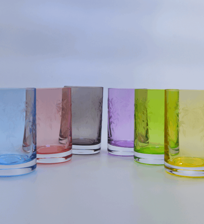 Colored Crystal Tea Glasses